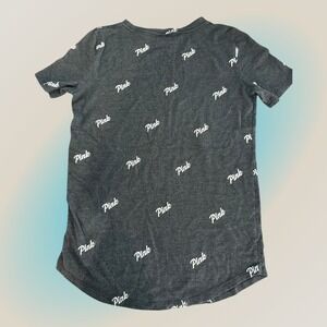 Victorias Secret PINK Everyday Graphic Logo Crew neck T-Shirt Top Charcoal XS